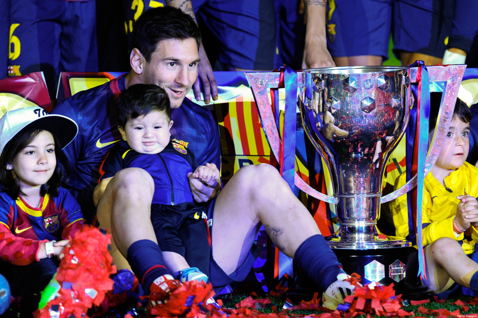 Thiago Messi, el hijo de Lionel, la sensación durante los festejos del