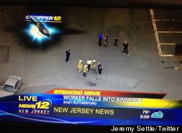 NJ Sinkhole Swallows Man, Forklift