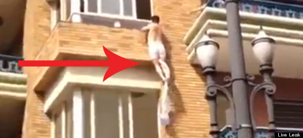 WATCH: Wife's Lover Escapes Through Third-Story Window