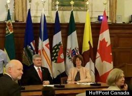 Reporters Shout Questions At Harper