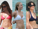 Stars In Bikinis: Celebrities Rock Red, White...