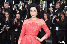Vintage Glamour And Lace - It Could ONLY Be Dita Von Teese's Red Carpet Look In Cannes