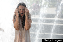 Katie Holmes Gets Soaked By Water Fountain! But It's, Er, Just For A Film