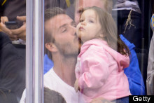 Daddy's Little Girl: Harper Beckham Makes Her Kiss Cam Debut At LA Hockey Match