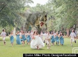 LOOK: Giant Dinosaur Crashes Wedding