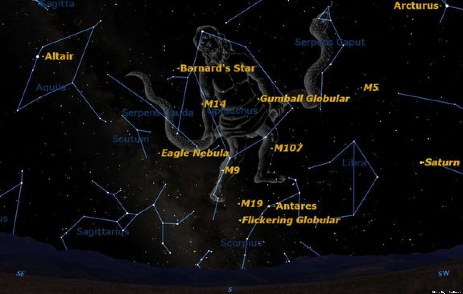 Ophiucus Constellation Visible In Summer Sky To ...