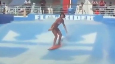 woman in wave pool