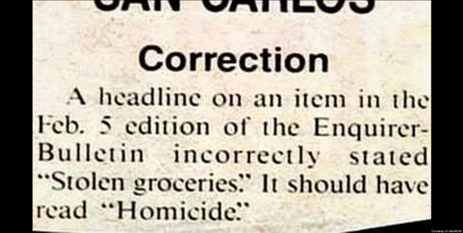 16 Newspaper Corrections Funny Errors And Redactions HuffPost