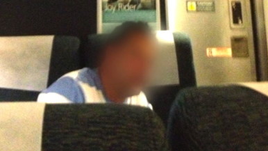 man on train
