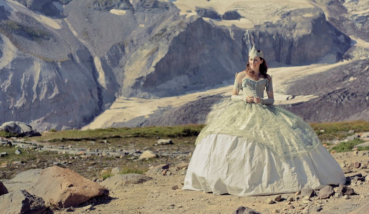 Hiking Mount Rainier Woman Climbs The Mountain In A Ball Gown