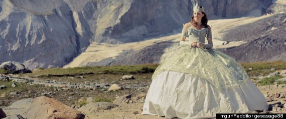 Wedding dresses hiking