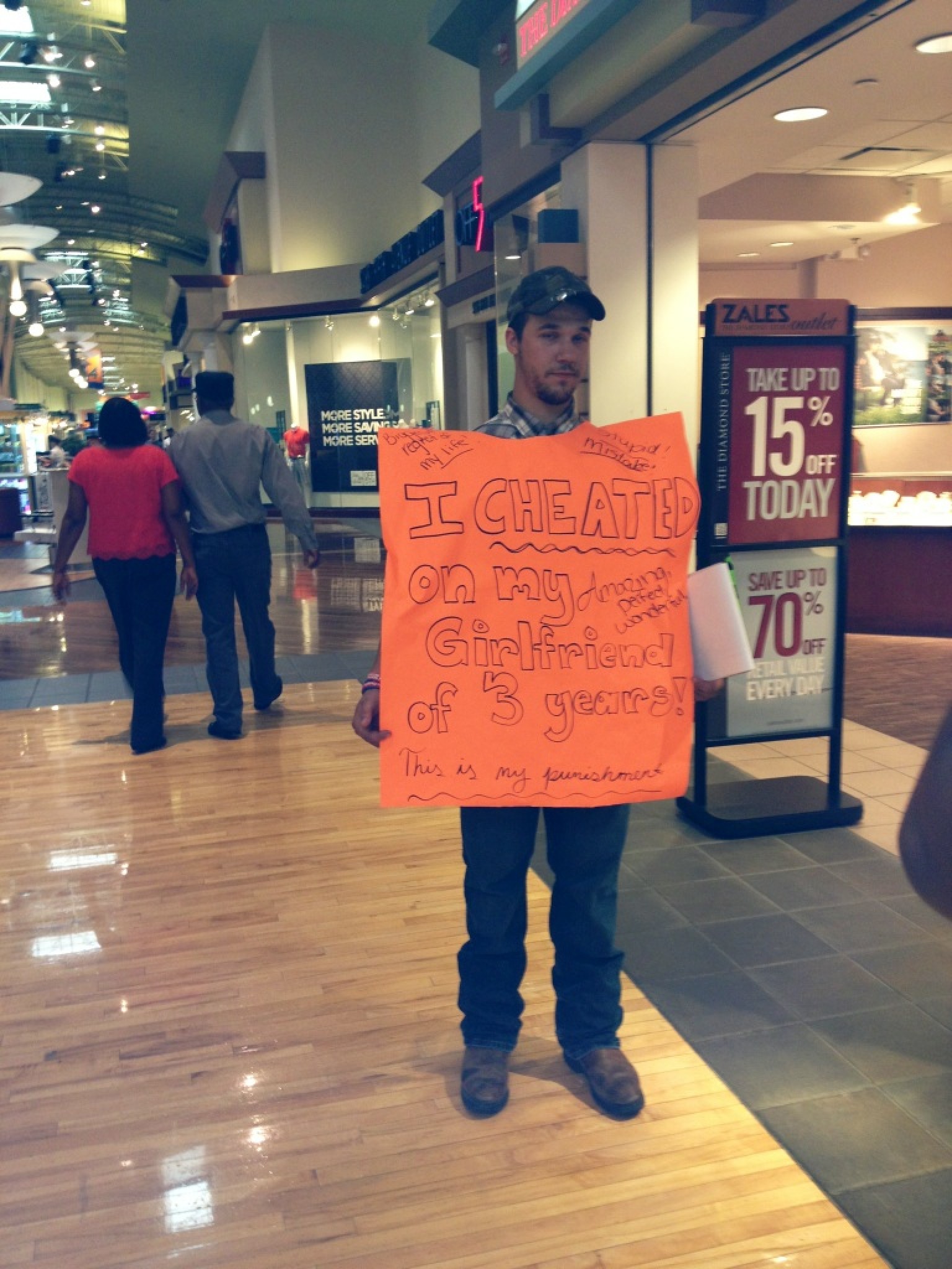 Cheating Boyfriend Forced To Wear Sign And Collect 500 Signatures At