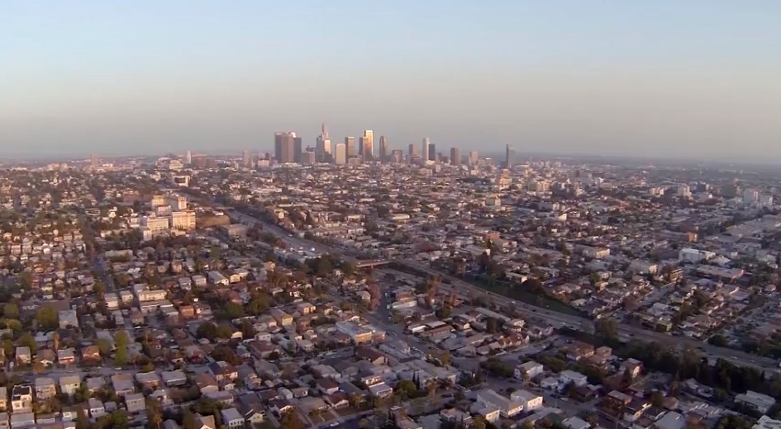 los angeles drone shot