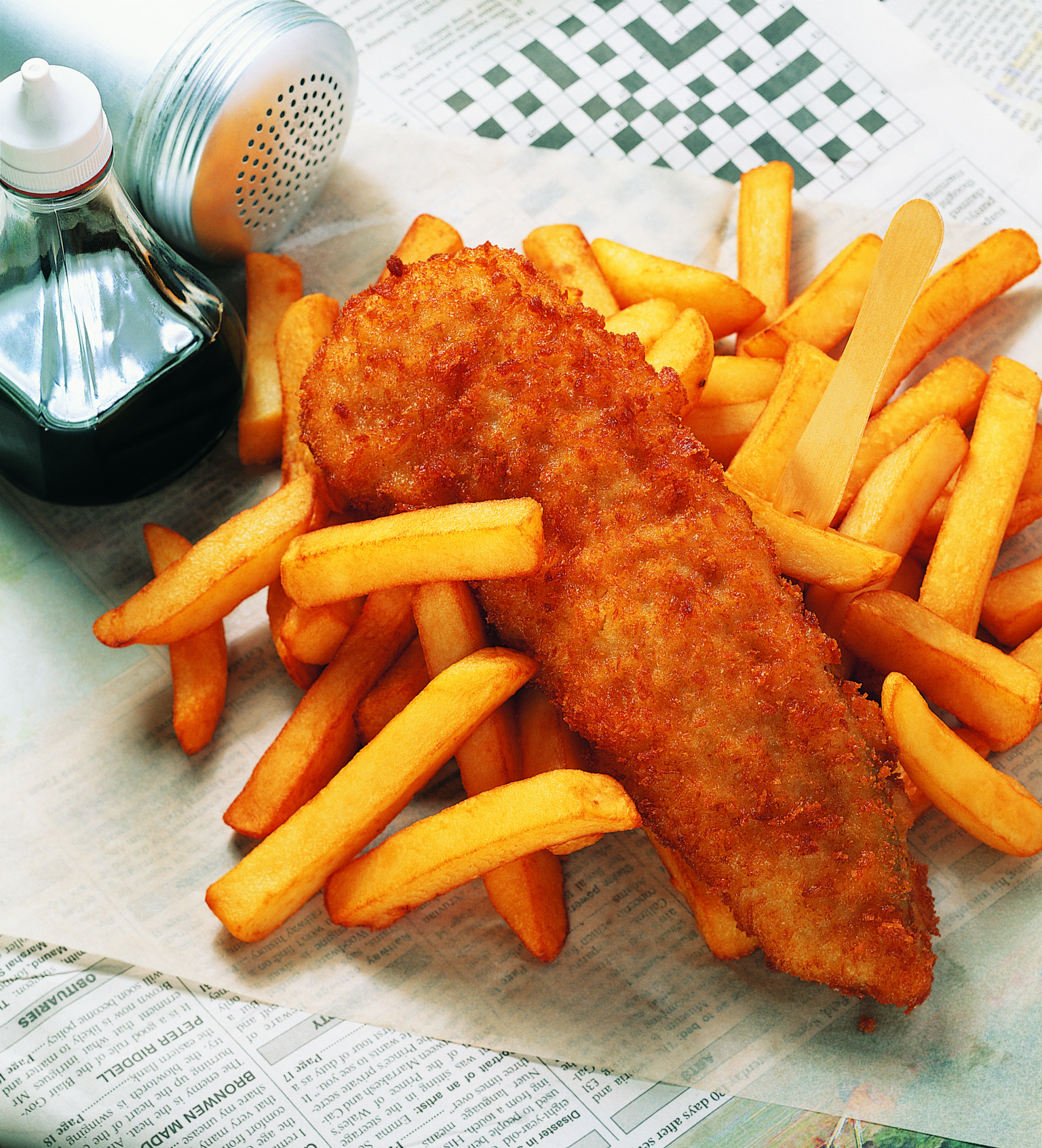 Fish And Chips With Sauce Image
