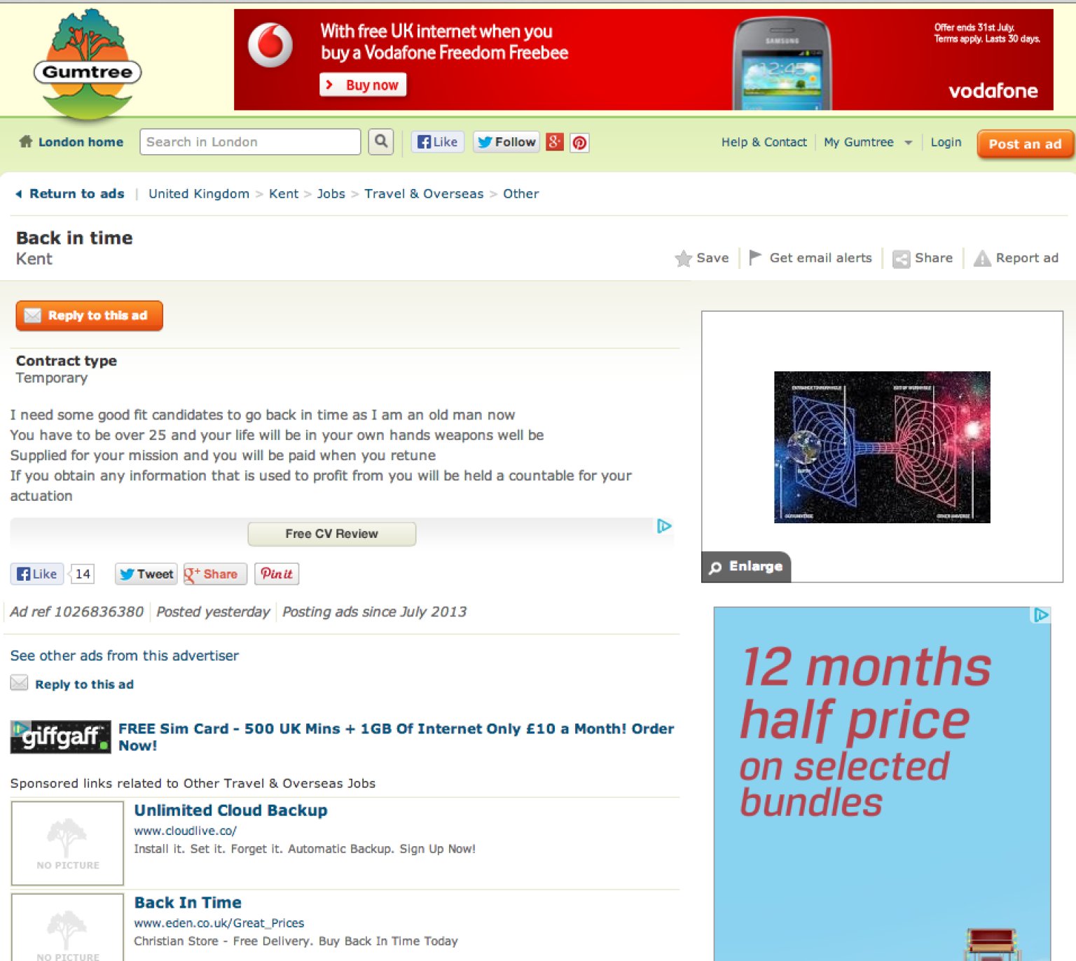 Job Advert For Time Travellers Posted On Gumtree (PICTURE) HuffPost UK