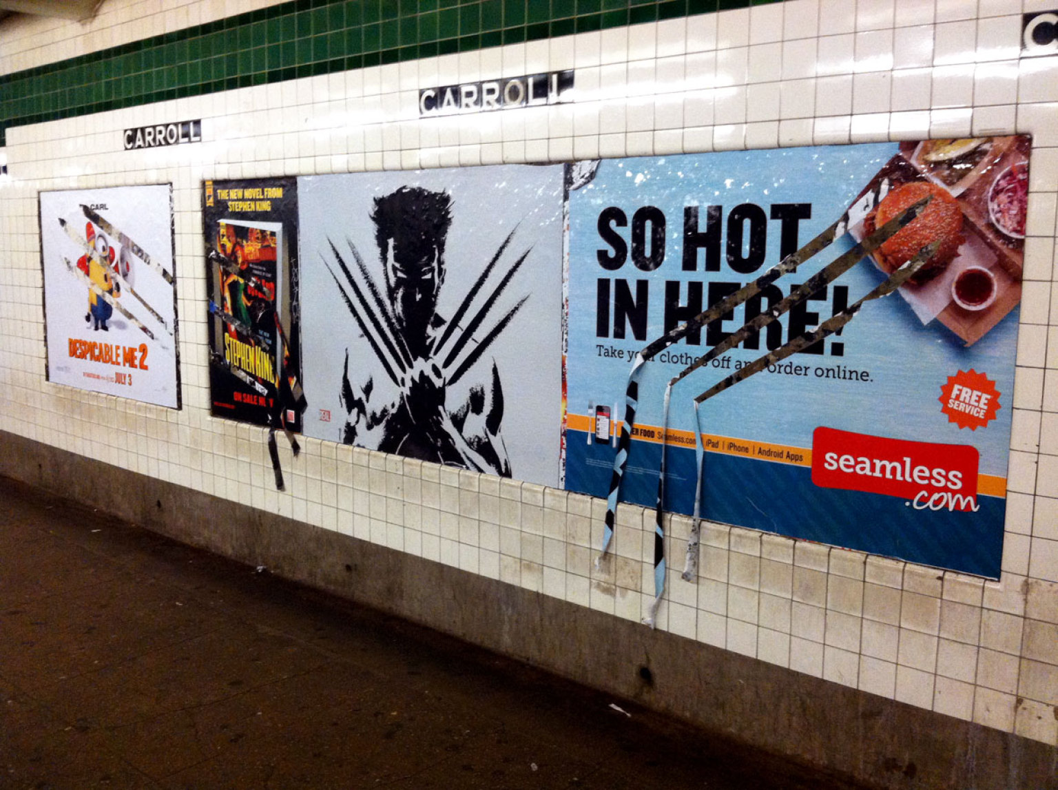 Vandal's Wolverine-Style Attack On Subway Posters (PICTURE)