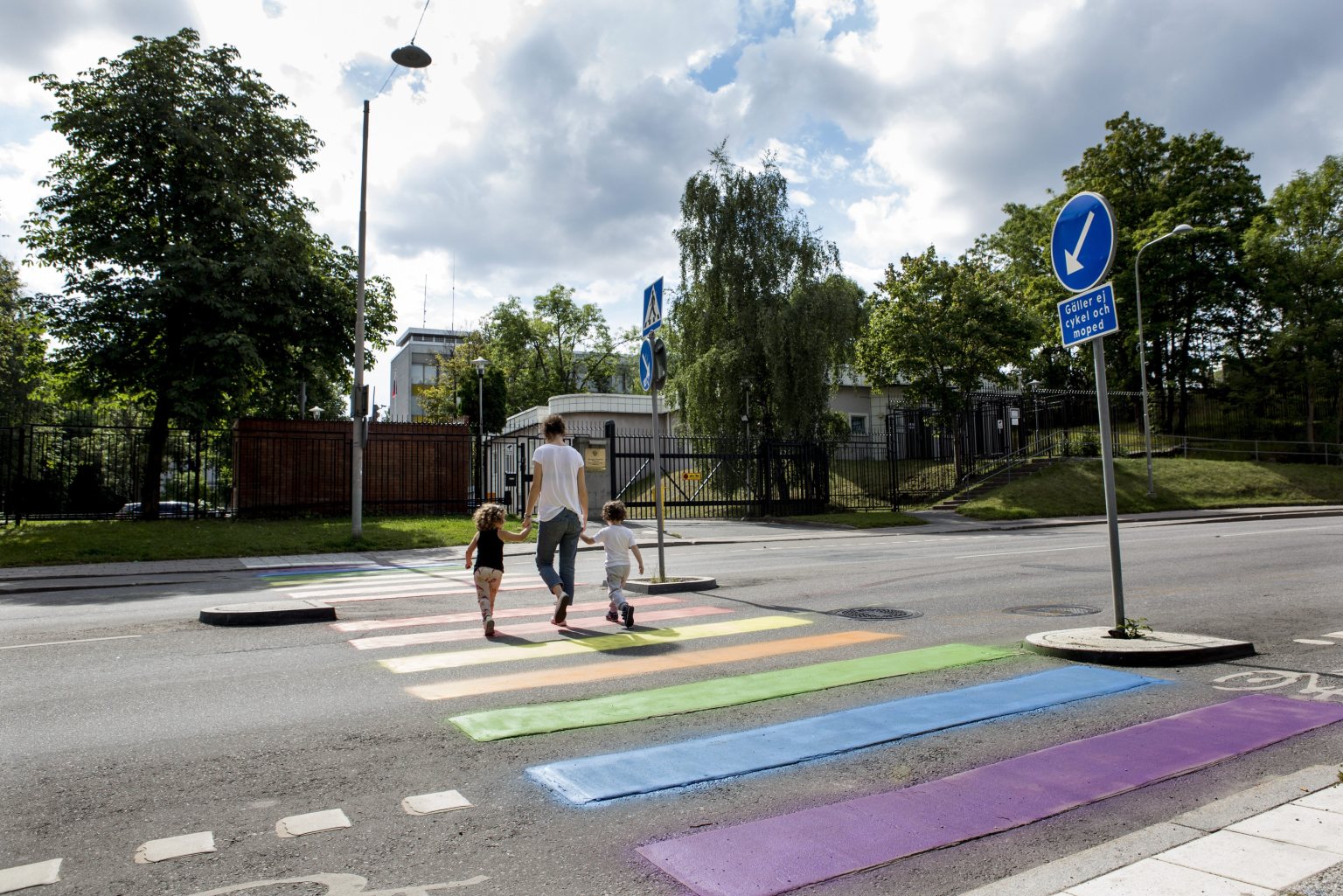 Stockholm S Russian Embassy Sidewalk Gets Rainbow Makeover From Lgbt Rights Advocates Photos