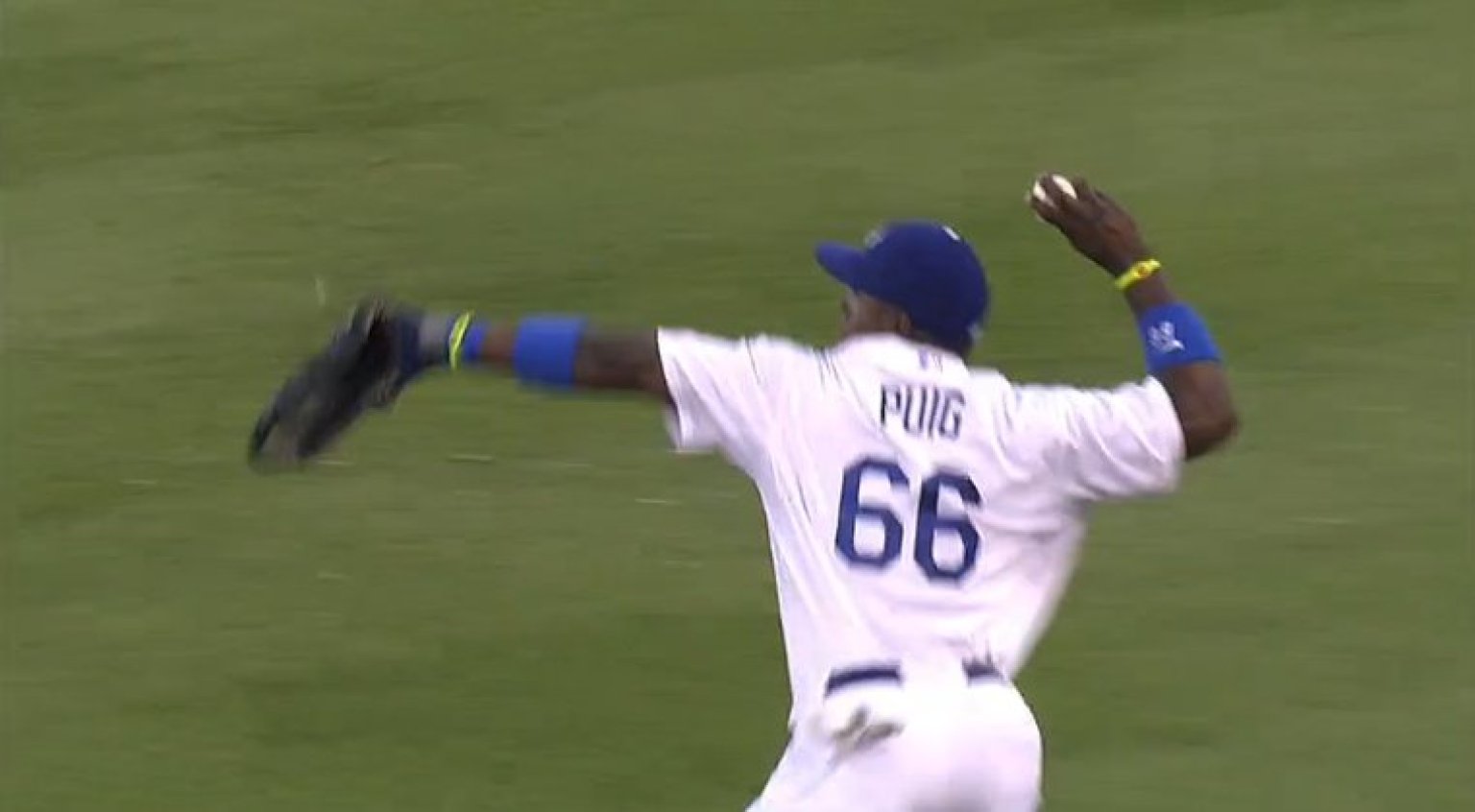 Yasiel Puig Throws Out Marlon Byrd At Third Base During DodgersMets