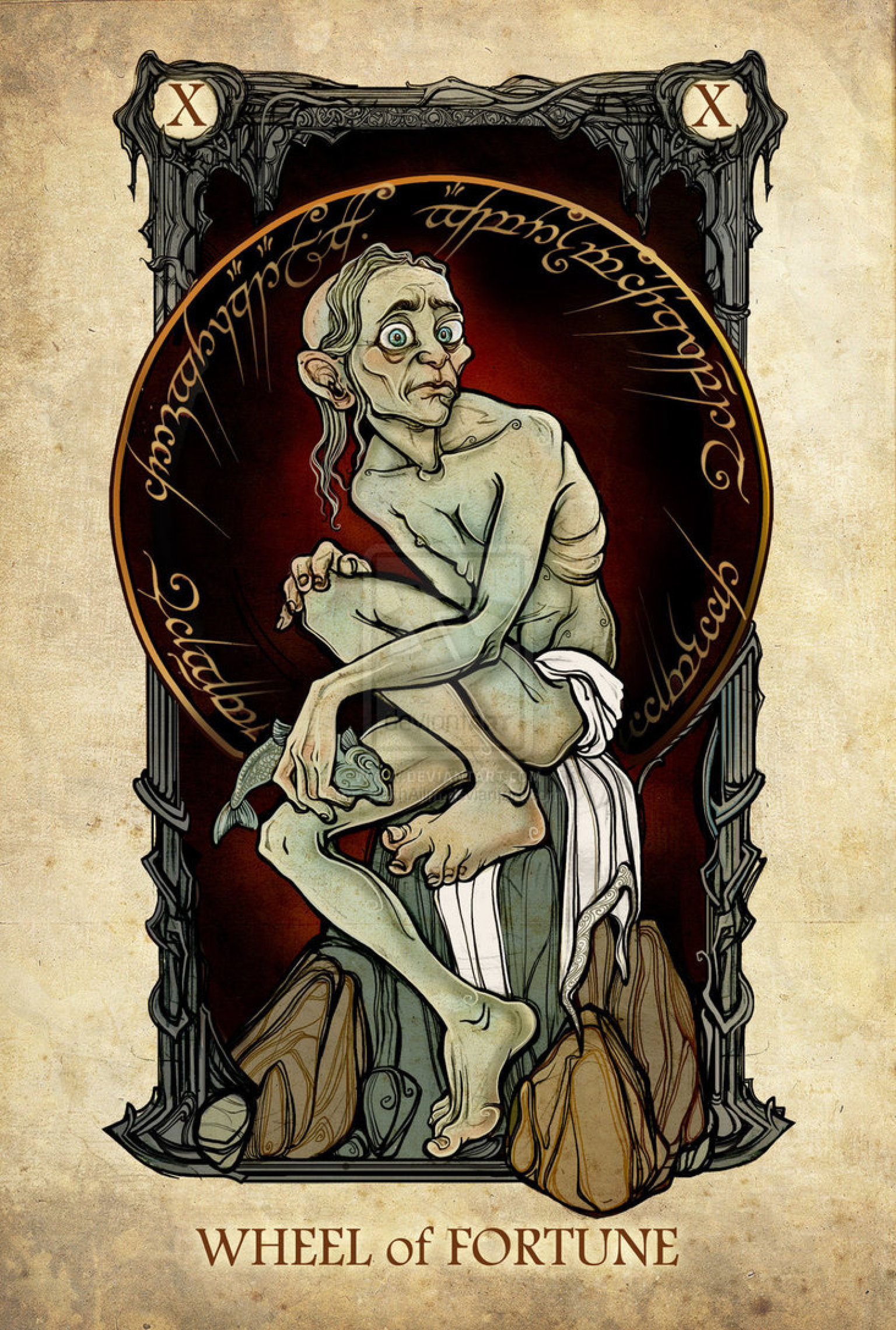 tarot cards lord rings card dos illustrations deck hobbit gollum character taro lotr major del aneis senhor deviantart tolkien des