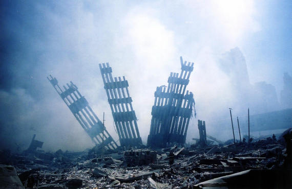 rubble smolders world trade center