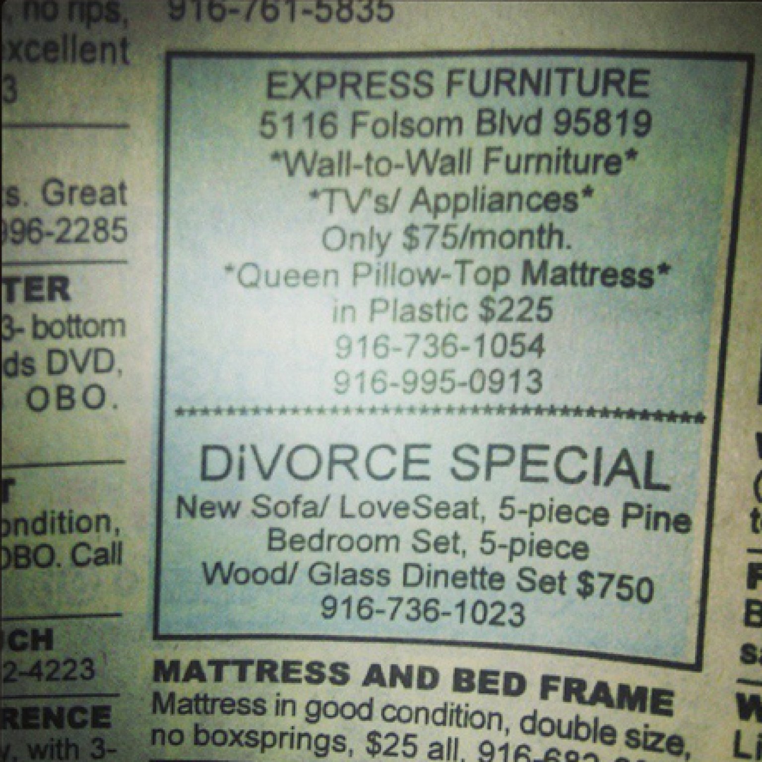 Funny Classified Ad For Divorce Furniture Sale Is A MustSee PHOTO