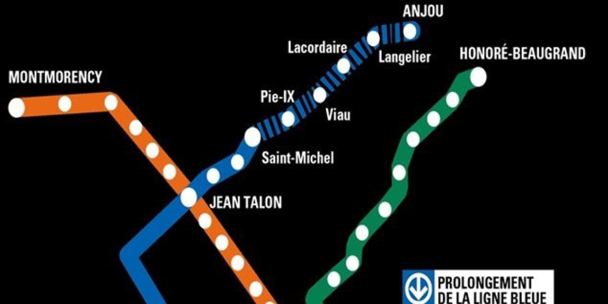 La ligne bleue du métro de Montréal prolongée vers l'est
