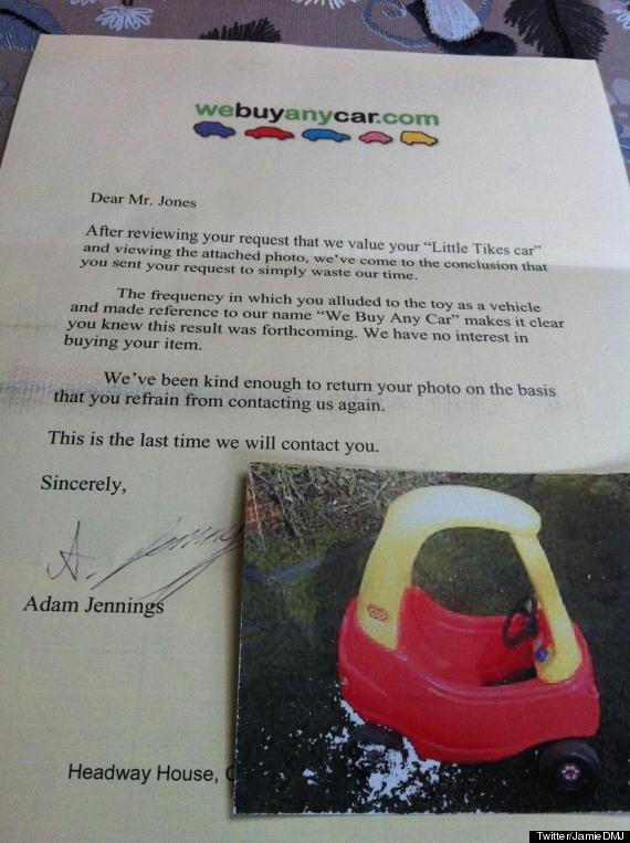 Download this Buy Any Car Spoof Letter picture