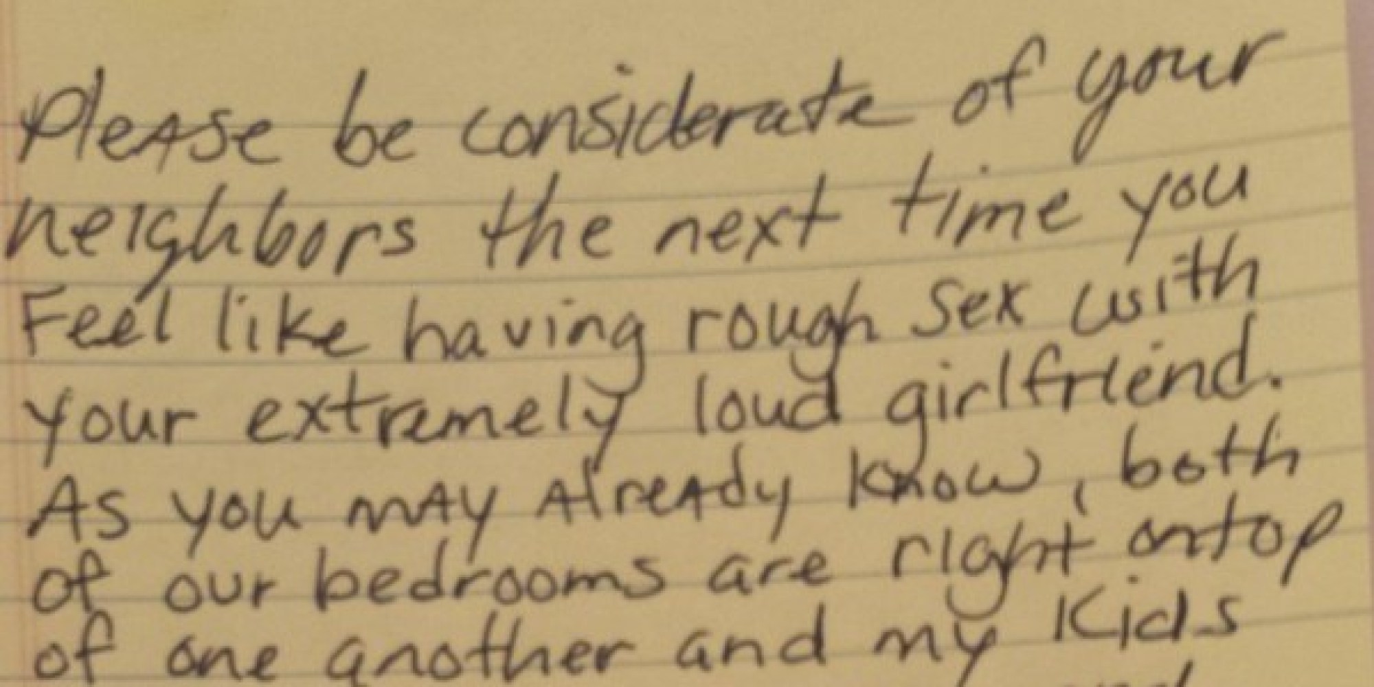 Couple Gets Perfect Note From Neighbor After Night Of Extremely Loud Sex Huffpost 4921