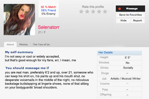 Celebrity Okcupid Profiles Because Stars Deserve True Love Too Huffpost