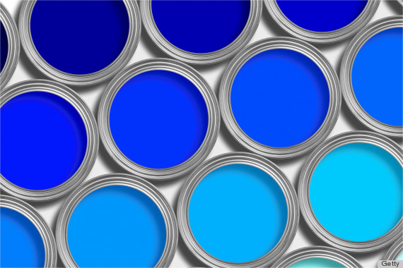 blue paint in can