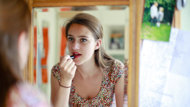 Woman lookingin a mirror