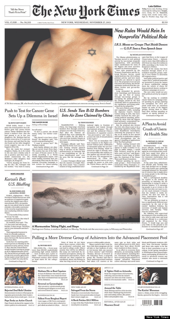 New York Times' Powerful Front Page For Breast Cancer Story HuffPost