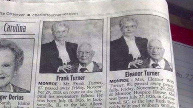 Husband and wife's obiturary