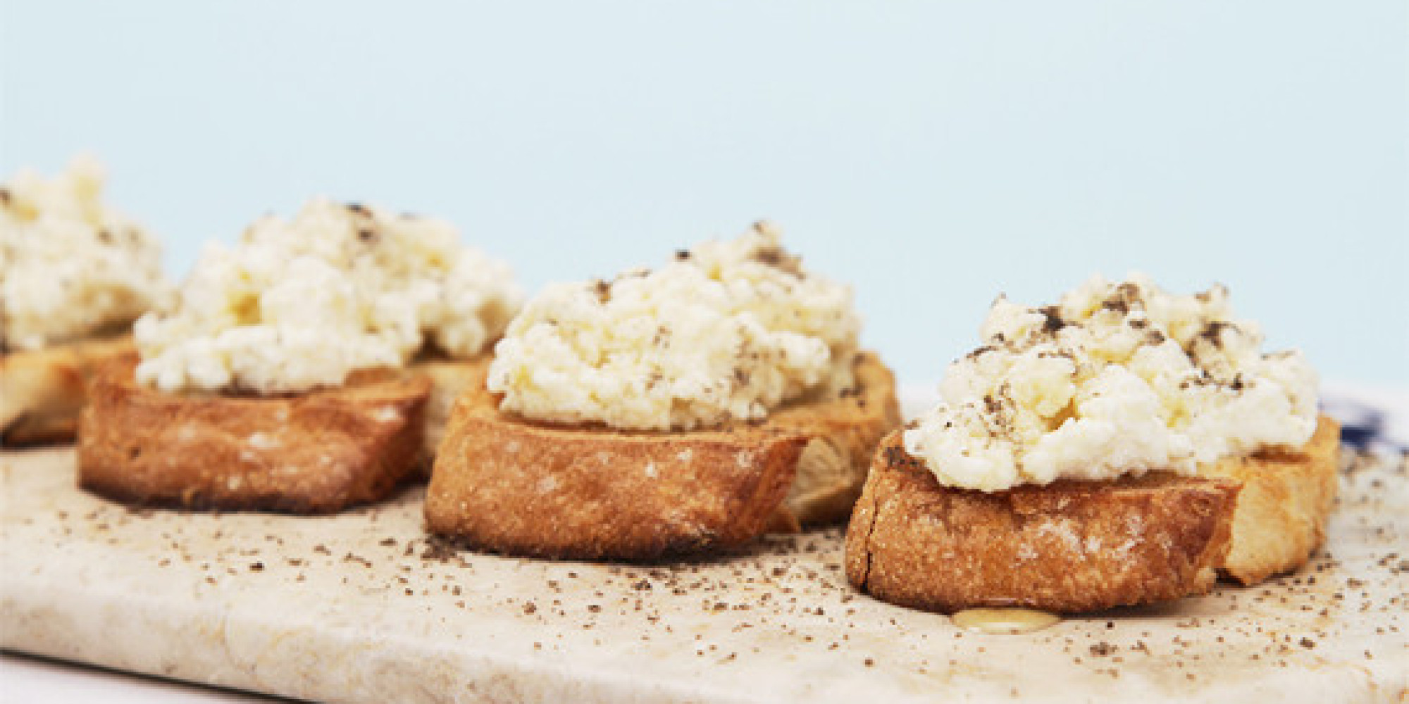 Crostini With Ricotta, Truffle Honey and Smoked Salts Viviane Bauquet