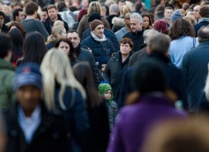 Crowded Sidewalk