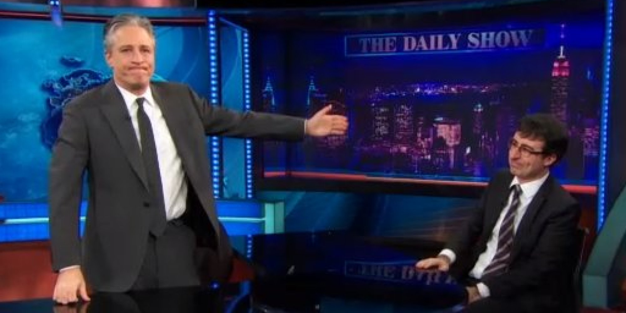 Jon Stewart Surprises John Oliver With An Emotional Goodbye On His Last