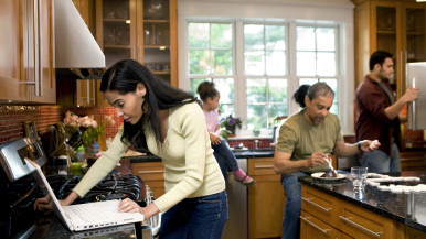 Family in kitchen