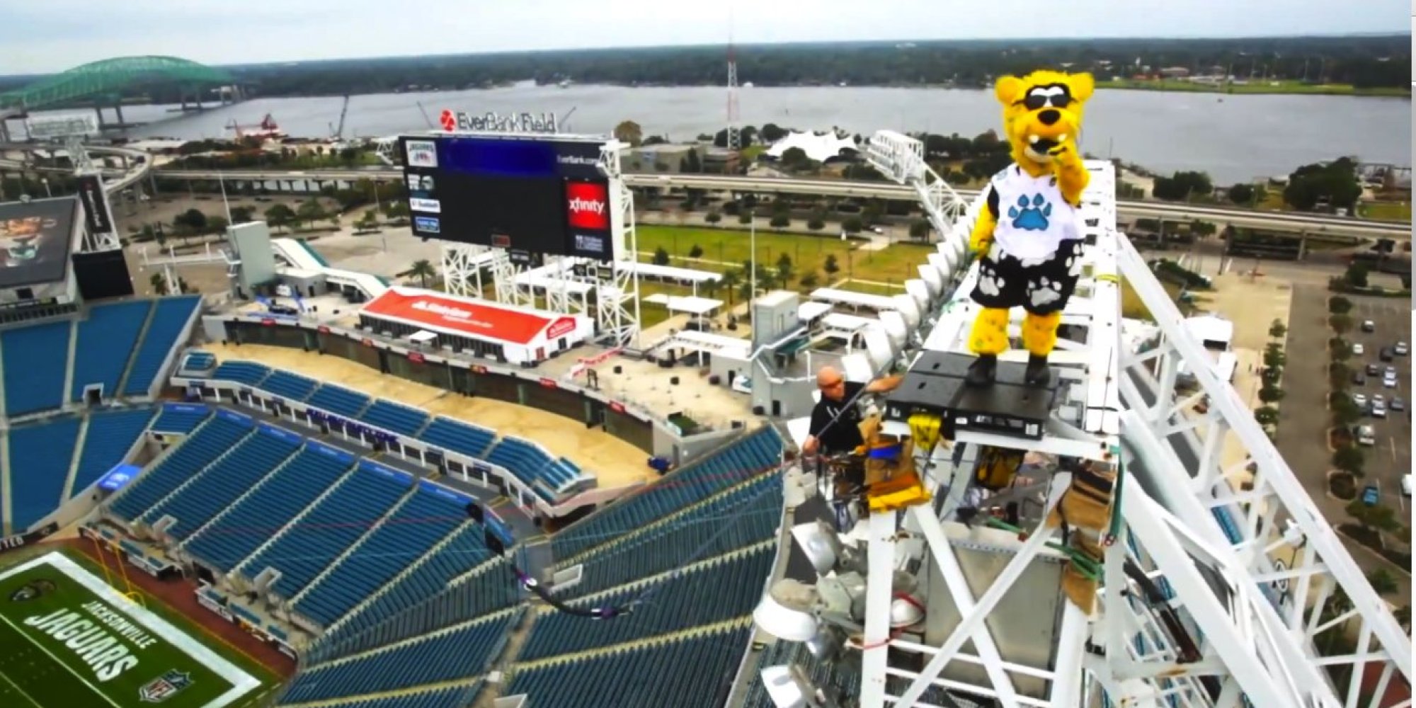 Insane ZipLine In NFL Stadium Looks Like Some Serious All American Fun