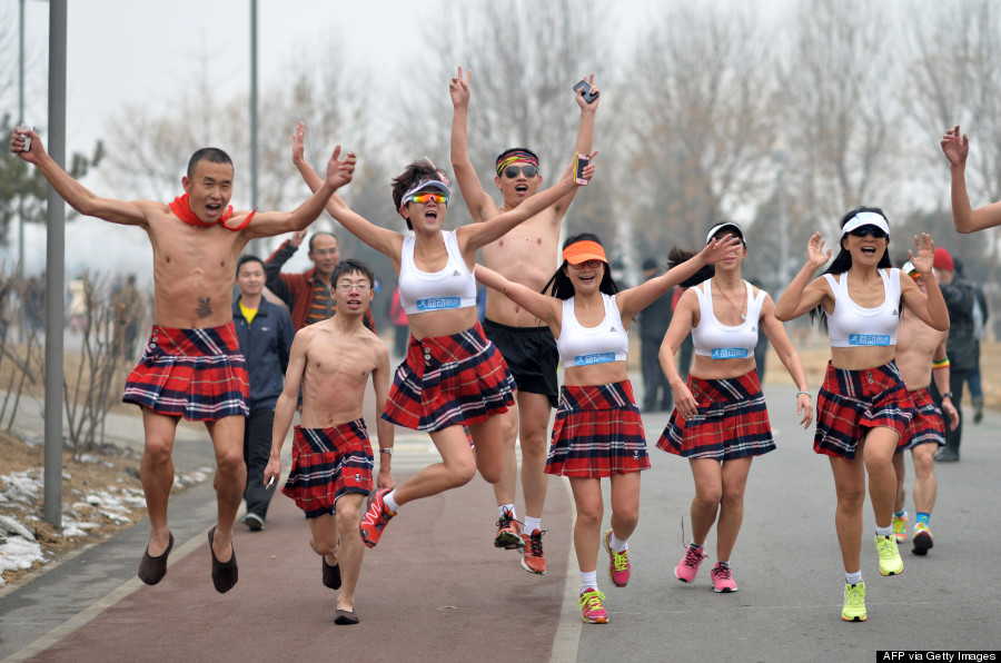 Participants compete during the annual Naked Run at the 