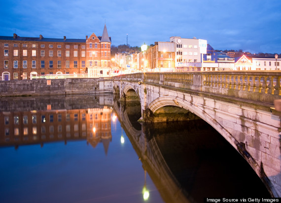 An evening scene of the River Lee and Cork’s St Patrick’s Bridge.