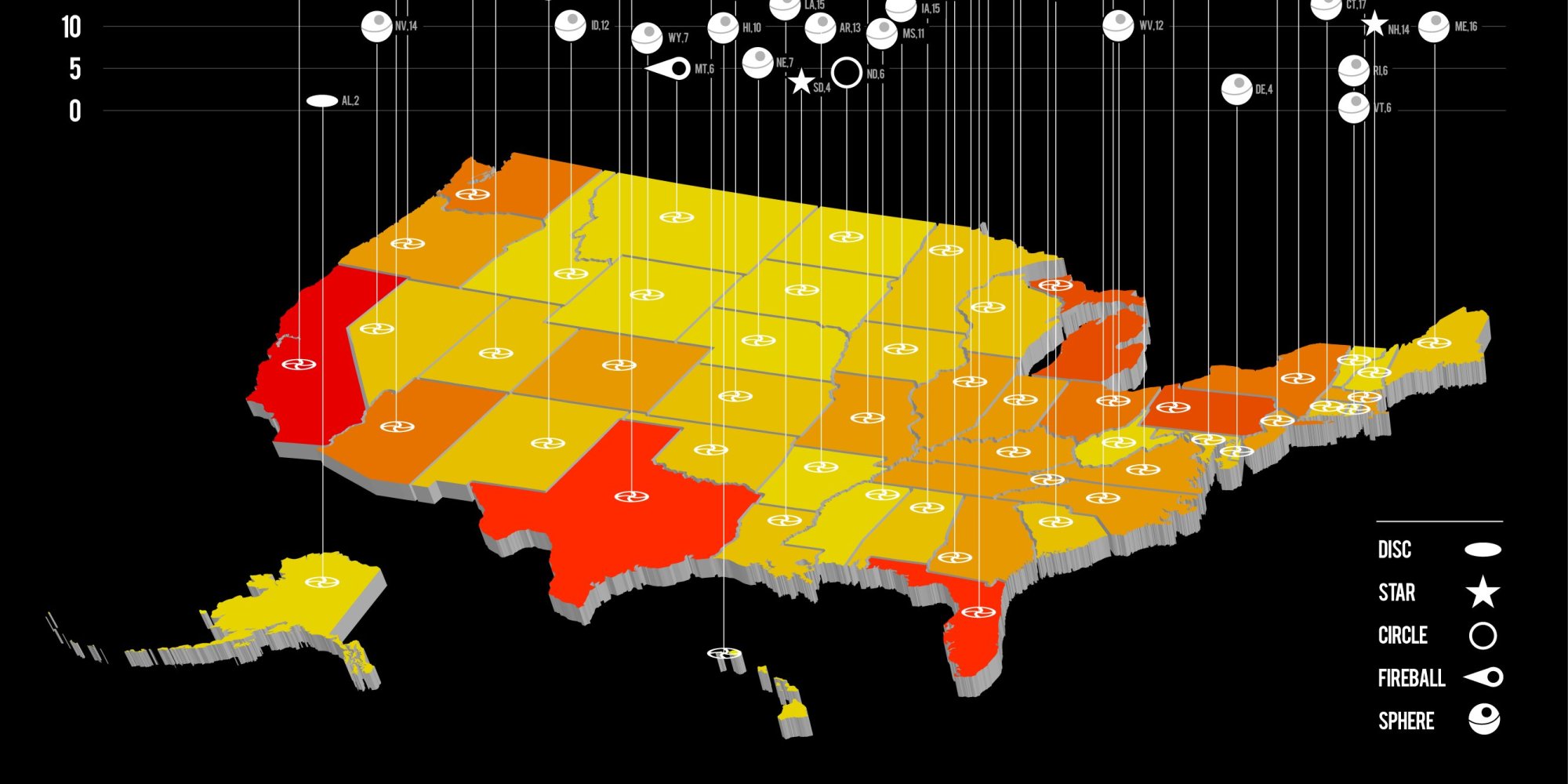 UFO Sightings Map What Weird UFO Shape Does Your State See? HuffPost