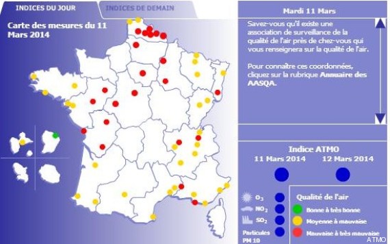 carte indice pollution