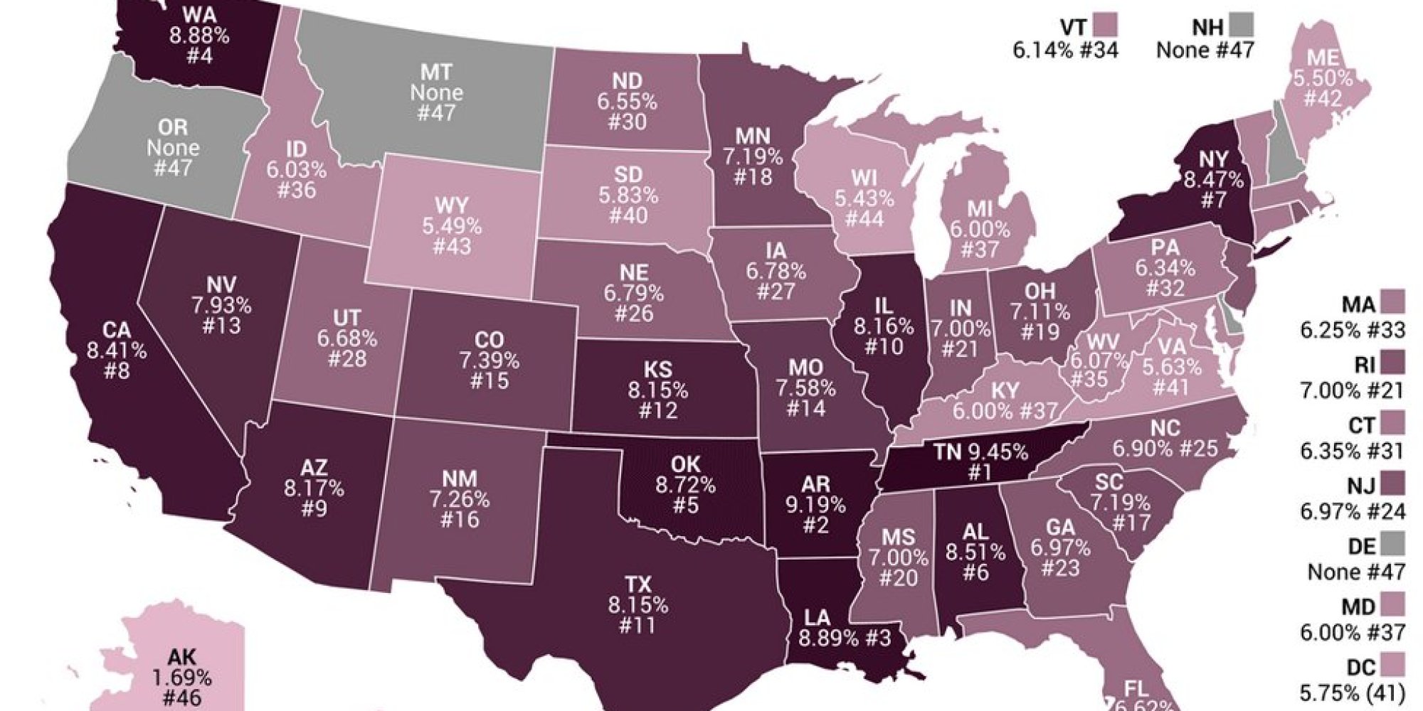 States With Highest Tax Rates