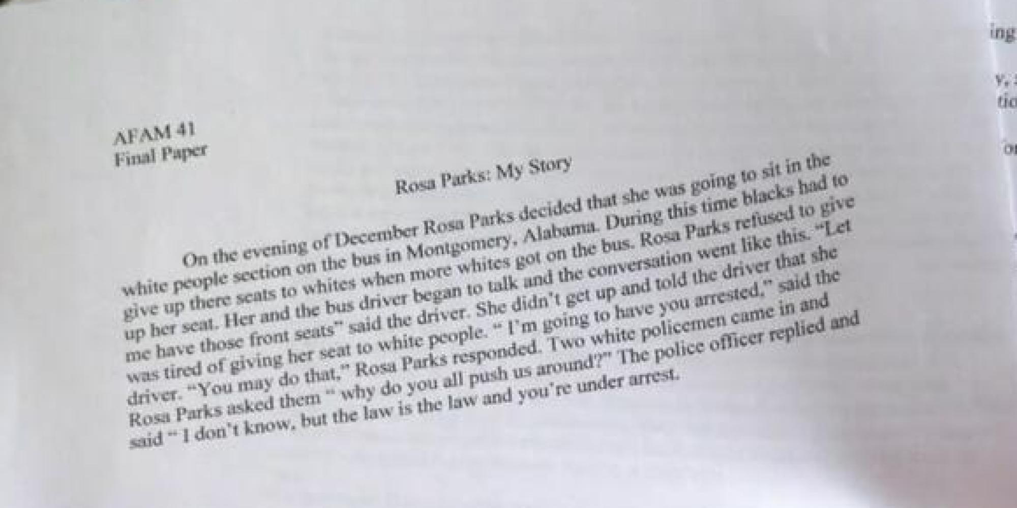 UNC Player Wrote This Paper On Rosa Parks And Somehow Still Got An A ...