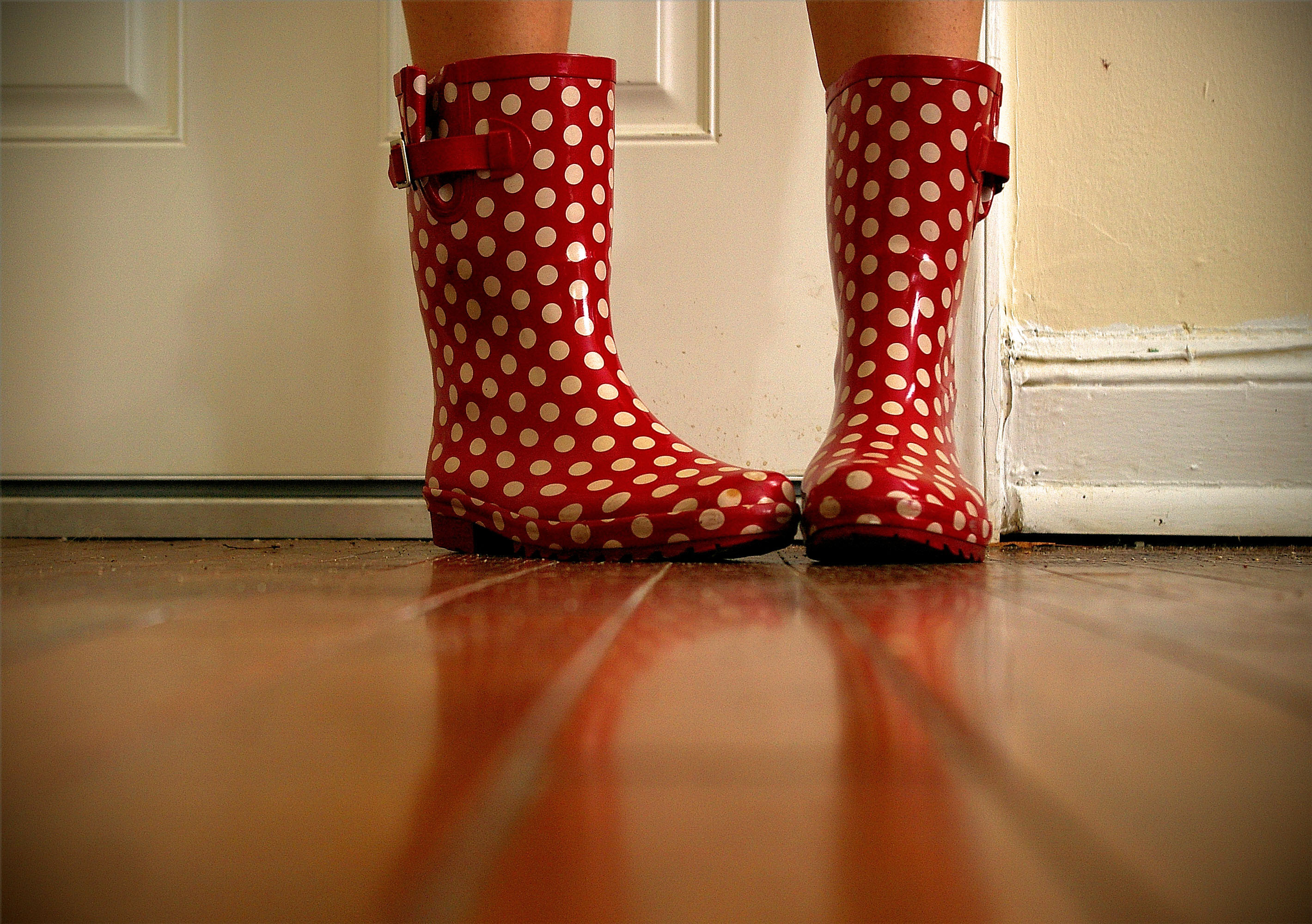 rain boots by door