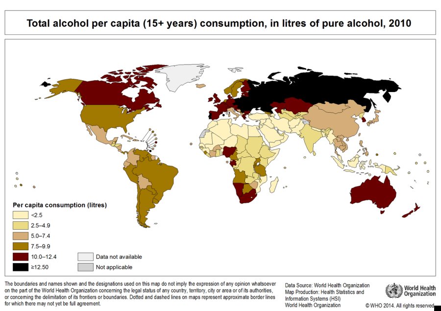 total alcohol consumption 2010