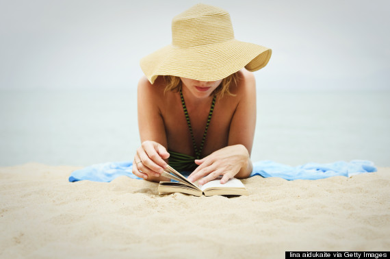 reading on beach