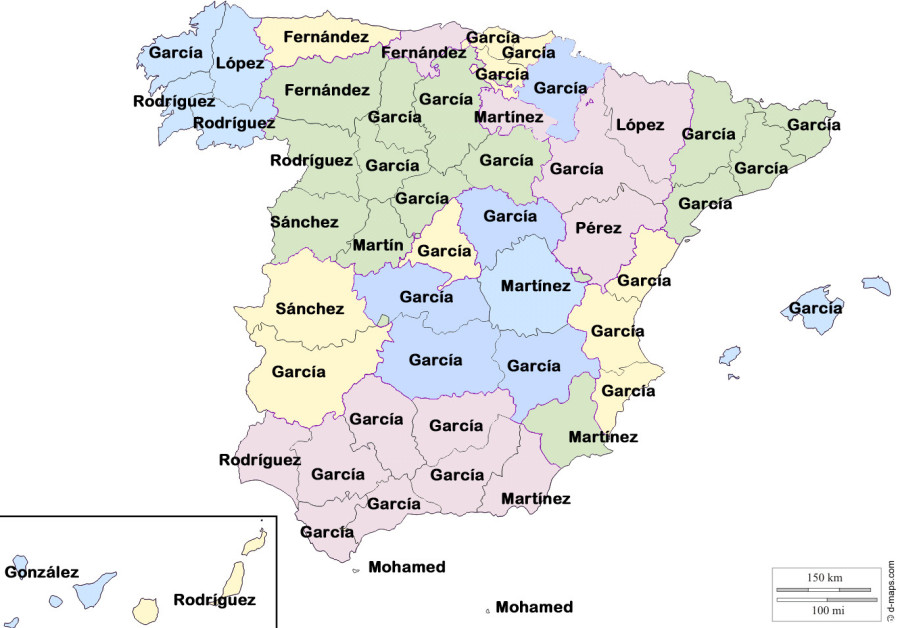 apellido más frecuente en españa provincias