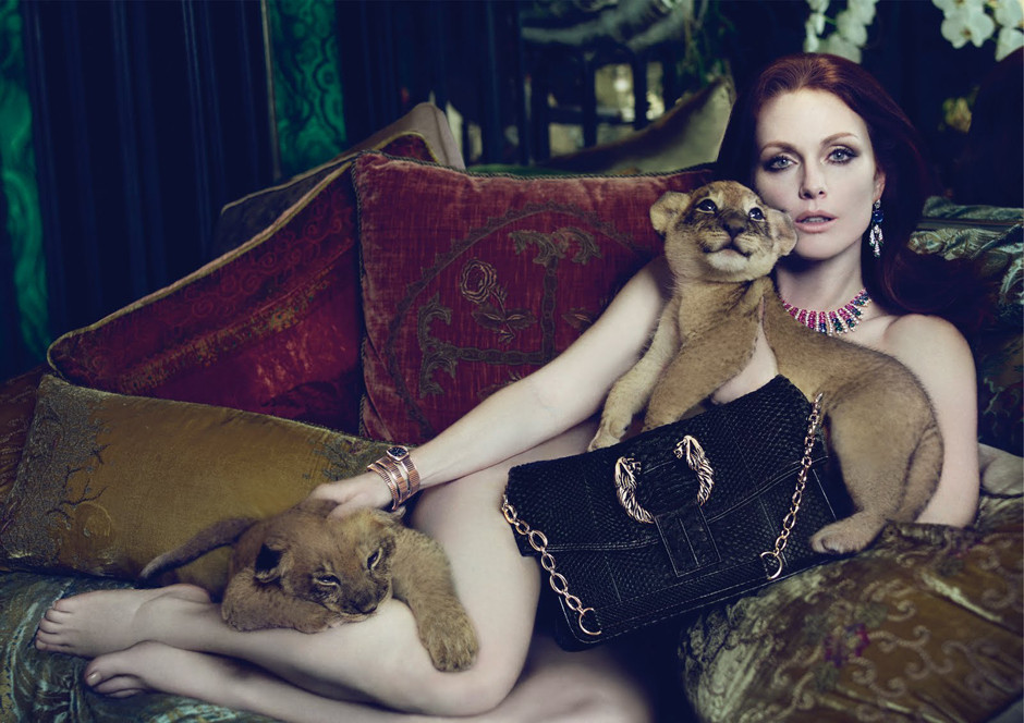 Julianne Moore Poses NUDE With Lion Cubs And Purses For Bulgari PHOTOS