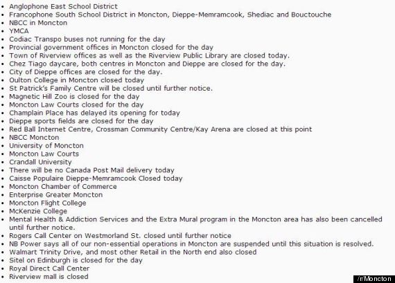 moncton closures